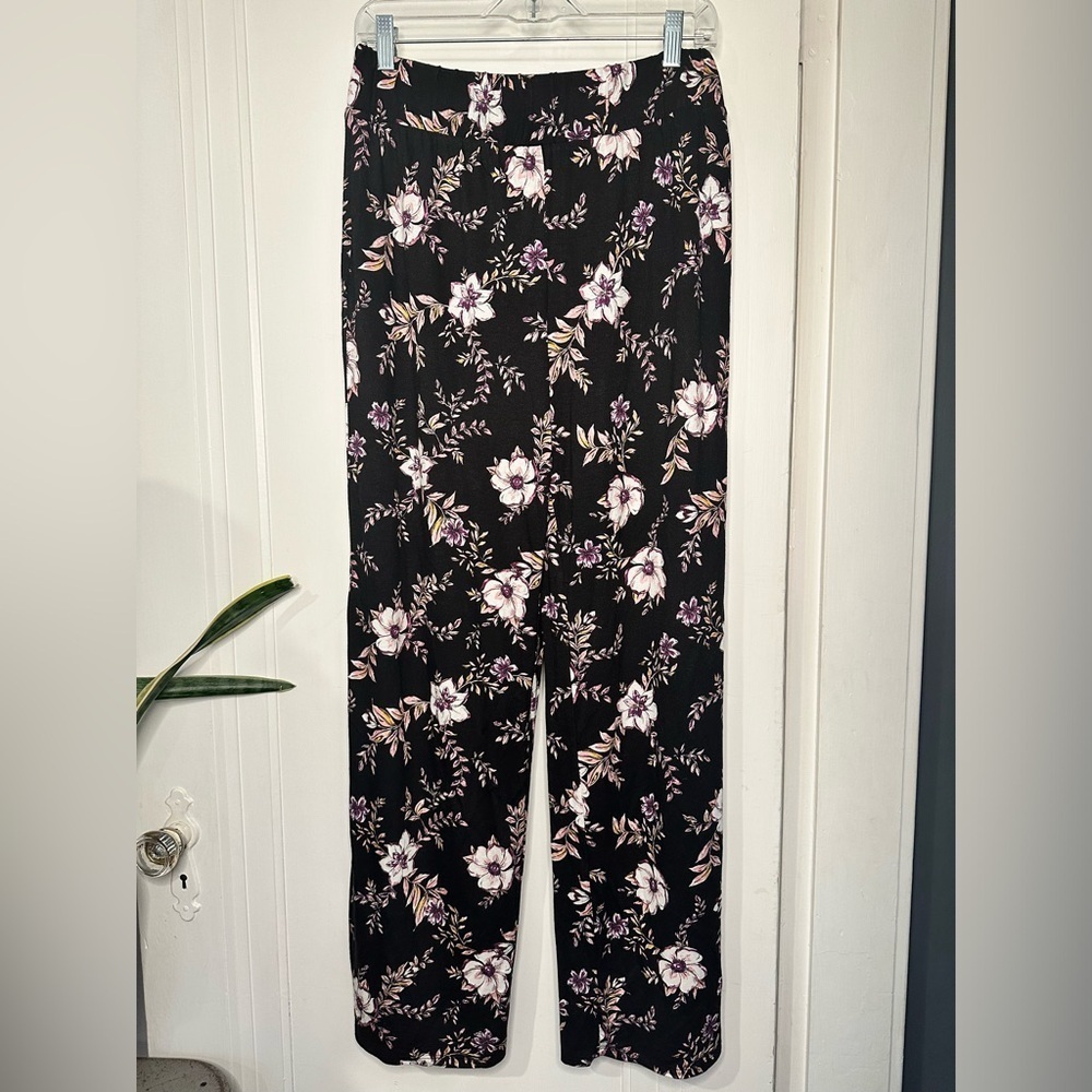 Pink Republic Floral black pink purple Pants large flowy